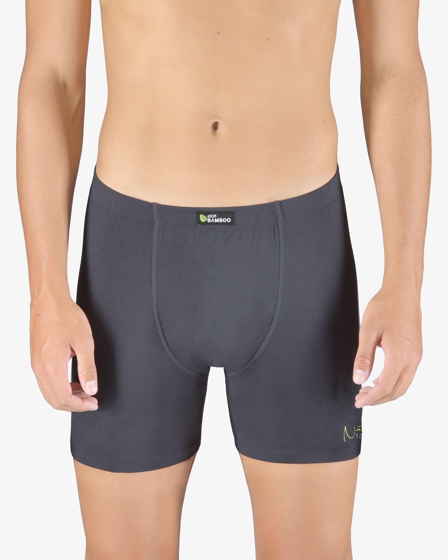 Bambus genähte Boxershorts mit längerem Bein und Aufdruck EcoBamboo